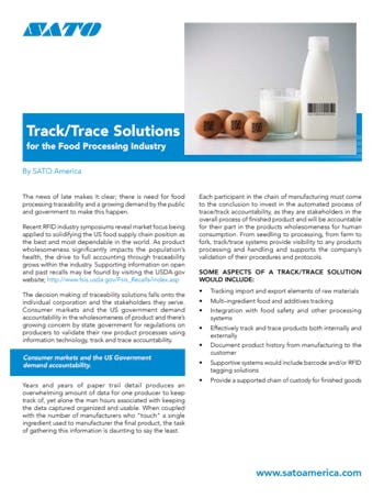 Track Trace Solutions For The Food Processing Industry
